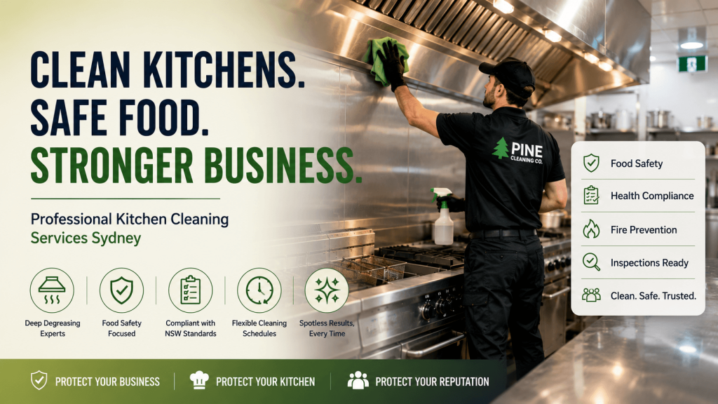 Running a commercial kitchen comes with a lot of moving parts, and cleaning is often one of the first things that gets rushed when things get busy. But in a food business, cleanliness isn't optional. It directly affects food safety, staff wellbeing, and whether a business passes or fails a health inspection. This is exactly why more businesses across Sydney are turning to professional Kitchen Cleaning Services Sydney operators trust, rather than leaving deep cleaning to staff who are already stretched thin during service hours. Why Kitchens Need More Than a Basic Wipe Down A kitchen operates under constant pressure. Between prepping food, managing orders, and keeping up with service, daily cleaning by staff usually covers the basics like wiping counters and mopping floors. What it often misses are the areas that build up grease, bacteria, and food residue over time, such as behind equipment, inside extraction systems, and underneath appliances. These overlooked areas are exactly where health risks start. Grease buildup isn't just a fire hazard; it also creates a breeding ground for bacteria that can contaminate food during prep. This is where professional cleaning becomes necessary rather than optional, since it targets the deeper, harder-to-reach areas that daily staff cleaning simply doesn't have time for. The Real Risks of Neglecting Kitchen Hygiene When commercial kitchen cleaning isn't taken seriously, the risks extend well beyond a bad smell or a messy-looking space. Businesses can end up facing: Foodborne illness outbreaks linked to poor hygiene Failed health inspections and potential fines Increased risk of kitchen fires from grease buildup Pest infestations in storage or prep areas Damage to business reputation that's hard to recover from Any one of these issues can be costly, both financially and in terms of customer trust. A single food safety incident can shut a kitchen down for days, which makes prevention far more practical than dealing with the aftermath. What Food Safety Regulations Actually Require Commercial kitchens in Sydney are required to follow food safety standards set by the NSW Food Authority, which cover everything from surface sanitation to temperature control and pest management. These aren't just guidelines; they're enforceable standards that environmental health officers check during inspections. Meeting these requirements takes more than a quick clean before an inspection is due. It means having a consistent cleaning routine that keeps the kitchen compliant at all times, not just when someone knows an inspector might be coming. Working with a provider of Kitchen Cleaning Services Sydney businesses trust can make this a lot easier to manage, since these companies understand exactly what inspectors are looking for. What a Proper Kitchen Cleaning Program Should Cover A thorough cleaning plan needs to address every part of the kitchen that comes into contact with food, grease, or high levels of foot traffic. Below is a breakdown of what should typically be included. Area What Needs Attention Why It Matters Exhaust hoods and filters Degreasing and buildup removal Reduces fire risk, improves air quality Cooking equipment Ovens, grills, fryers Prevents contamination and equipment damage Food prep surfaces Sanitizing benches and cutting boards Stops cross-contamination Floors and drains Scrubbing and degreasing Reduces slip hazards and bacteria growth Cool rooms and fridges Regular sanitising Extends food shelf life and safety Waste and bin areas Cleaning and odour control Prevents pest attraction A kitchen that covers all of these areas on a regular schedule is in a much stronger position to pass inspections and avoid the kind of hygiene issues that lead to bigger problems down the line. Why Regular Cleaning Beats Reactive Cleaning A lot of businesses only book a deep clean when something goes wrong, like a failed inspection or a visible pest issue. The problem with this approach is that by the time these issues are noticeable, the underlying hygiene problems have usually been building up for a while. A better approach is scheduling regular professional cleaning as part of normal kitchen operations, rather than treating it as a one-off fix. This keeps grease and bacteria levels under control consistently, which makes inspections far less stressful and reduces the risk of sudden closures or fines. Benefits of Hiring Professional Kitchen Cleaners Businesses that bring in professional cleaners tend to notice a difference fairly quickly, both in day-to-day operations and in longer-term outcomes. Some of the main benefits include: Lower risk of failed health inspections Reduced fire hazards from grease buildup Longer lifespan for kitchen equipment A safer, more pleasant environment for kitchen staff More time for staff to focus on food prep instead of deep cleaning For many businesses, this also translates into cost savings over time, since well-maintained equipment tends to break down less often and last longer. What to Look for in a Kitchen Cleaning Provider Not every cleaning company is equipped to handle the specific demands of a commercial kitchen. When choosing a provider, it's worth checking for the following: Experience specifically with commercial kitchens or food businesses Knowledge of NSW Food Authority hygiene requirements Use of commercial-grade sanitizers and equipment Flexible scheduling around business operating hours A clear process for quality checks and follow-up A provider without this kind of experience may not understand the level of detail required, which can leave gaps in hygiene that only become obvious during an inspection. How Pine Cleaning Co Supports Kitchens Across Sydney At Pine Cleaning Co, we understand that a commercial kitchen can't afford to compromise on hygiene. Our team is trained to handle the detailed, often overlooked areas of a kitchen, from exhaust hoods and cooking equipment to floors, drains, and food prep surfaces. We work around your operating hours, whether that means early mornings, late nights, or scheduled cleans between services, so your kitchen never has to close for cleaning. Every business we work with gets a cleaning plan built around their specific kitchen layout and food safety requirements. With geo-fenced check-ins, trained staff, and regular quality audits, you can be confident your kitchen is staying compliant and hygienic between inspections, not just on the day one is scheduled. If you're looking for reliable Kitchen Cleaning Services Sydney businesses can count on, our team is ready to build a cleaning schedule that keeps your kitchen safe, compliant, and running smoothly. Making Hygiene a Priority, Not an Afterthought Cleanliness in a commercial kitchen isn't just about appearances. It plays a direct role in food safety, staff wellbeing, and whether a business stays compliant with health regulations. A cleaning routine that's inconsistent or rushed can quietly create risks that only become obvious when something goes wrong, whether that's a failed inspection, a kitchen fire, or a foodborne illness complaint. Working with an experienced cleaning partner takes a lot of that risk off the table. It means the areas most prone to grease, bacteria, and buildup are properly maintained on a regular basis, rather than dealt with only when problems appear. For Sydney food businesses that want to stay compliant without adding more pressure on kitchen staff, professional Kitchen Cleaning Services Sydney providers offer a practical, long-term solution. If you're ready to see the difference proper kitchen cleaning can make, Pine Cleaning Co offers tailored cleaning plans built specifically for commercial kitchens across Sydney. Get in touch today for a free on-site consultation and find out how we can help keep your kitchen safe, compliant, and spotless.